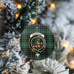 Clan MacAulay Hunting Ancient Tartan Crest Round Ceramic Ornament IA57 MacAulay Hunting Ancient Tartan Tartan Christmas