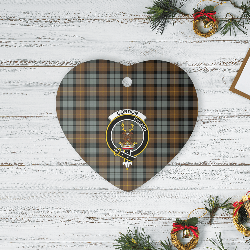 Clan Gordon Weathered Tartan Crest Heart Ceramic Ornament JX96 Gordon Weathered Tartan Tartan Christmas