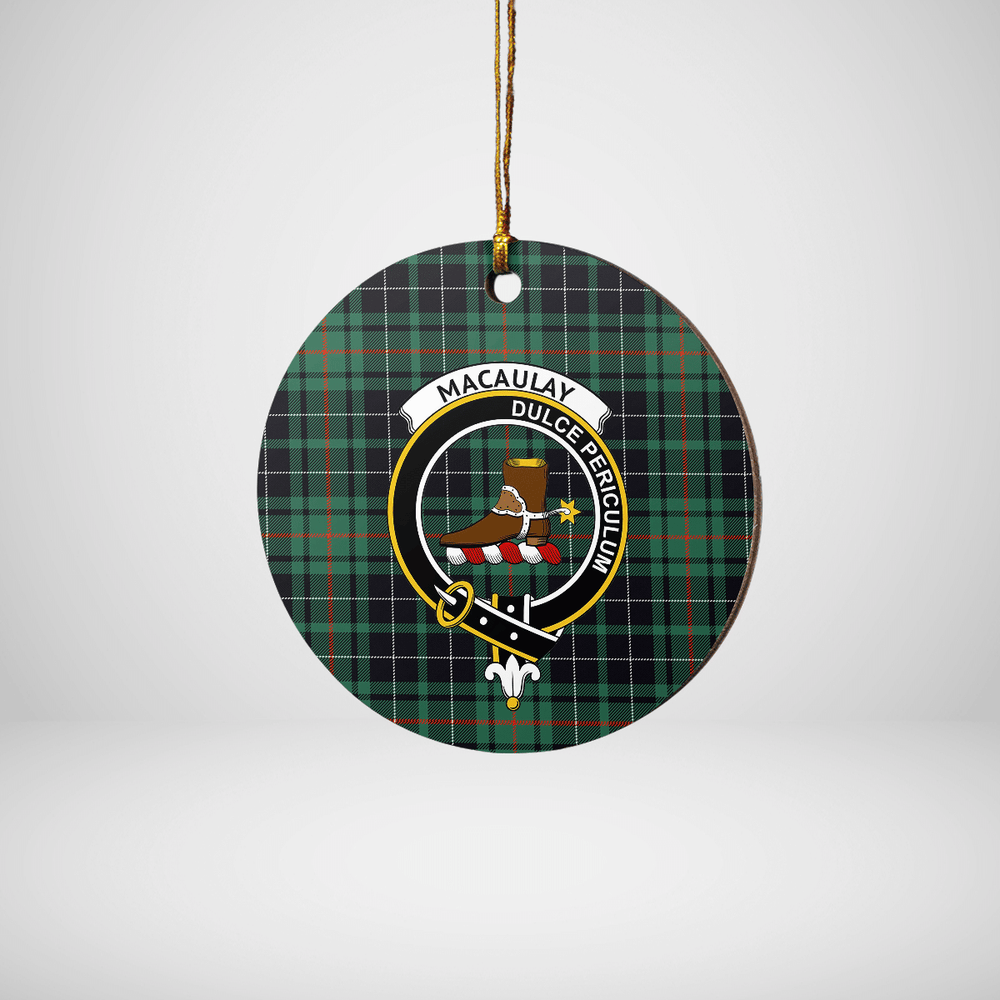 Clan MacAulay Hunting Ancient Tartan Crest Round Ceramic Ornament IA57 MacAulay Hunting Ancient Tartan Tartan Christmas