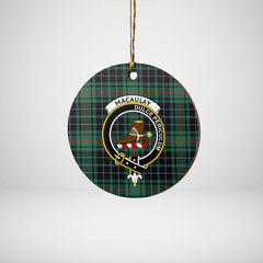 Clan MacAulay Hunting Ancient Tartan Crest Round Ceramic Ornament IA57 MacAulay Hunting Ancient Tartan Tartan Christmas