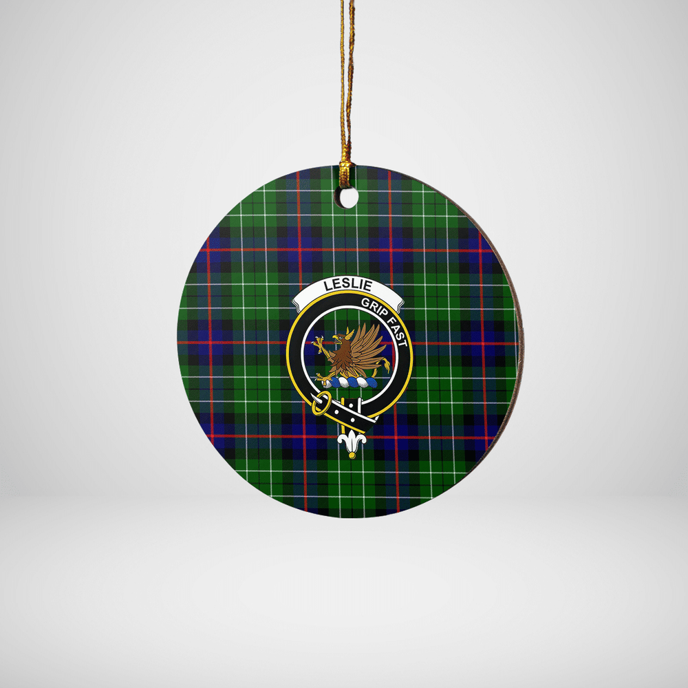 Clan Leslie Hunting Tartan Crest Round Ceramic Ornament QT94 Leslie Hunting Tartan Tartan Christmas
