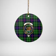 Clan Leslie Hunting Tartan Crest Round Ceramic Ornament QT94 Leslie Hunting Tartan Tartan Christmas