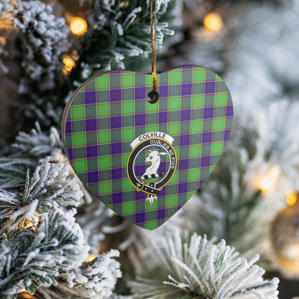 Clan Colville Tartan Crest Heart Ceramic Ornament ZQ84 Colville Tartan Tartan Christmas