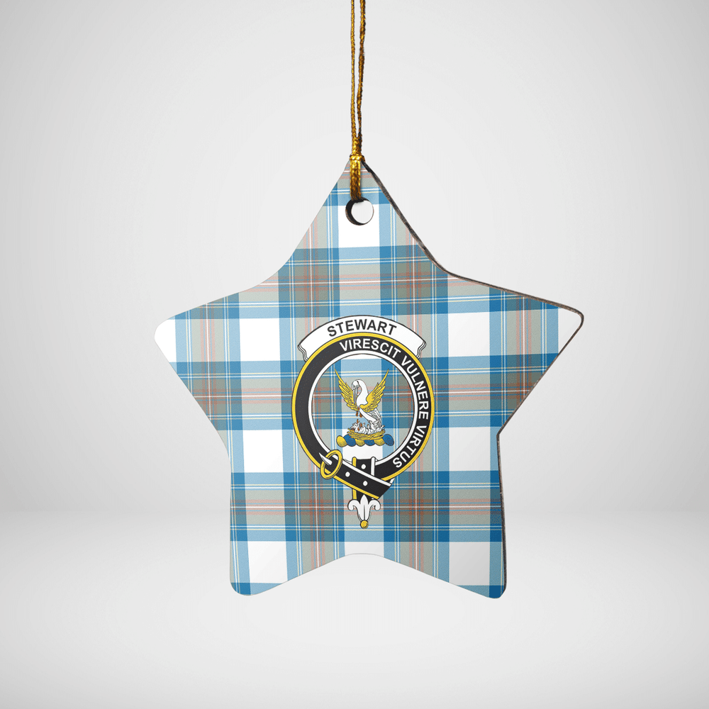 Clan Stewart Muted Blue Tartan Crest Star Ceramic Ornament RG92 Stewart Muted Blue Tartan Tartan Christmas