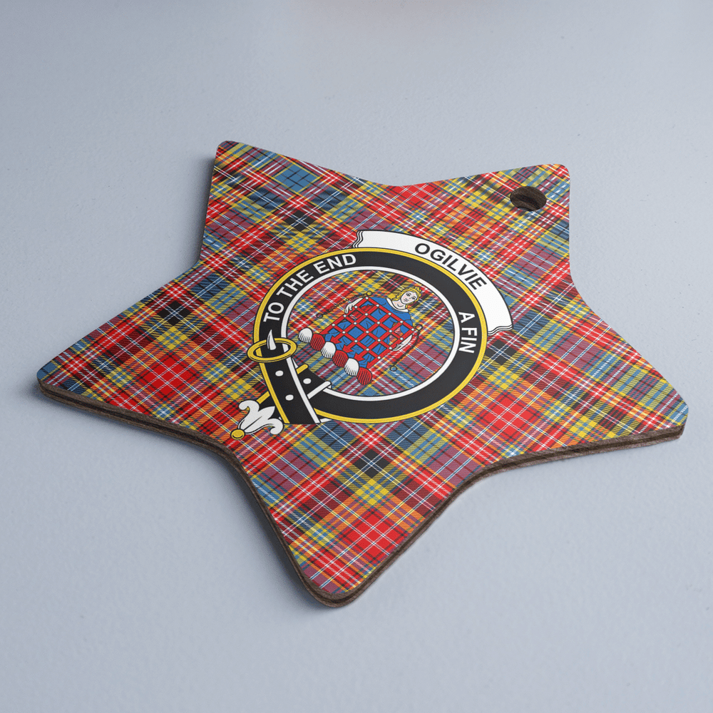 Clan Ogilvie of Airlie Ancient Tartan Crest Star Ceramic Ornament GK81 Ogilvie of Airlie Ancient Tartan Tartan Christmas