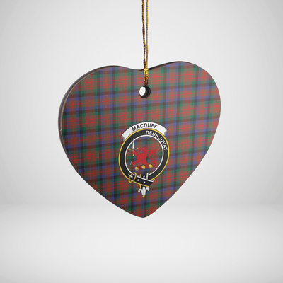 Clan MacDuff Hunting Modern Tartan Crest Heart Ceramic Ornament
