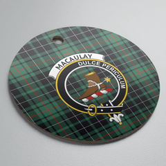 Clan MacAulay Hunting Ancient Tartan Crest Round Ceramic Ornament IA57 MacAulay Hunting Ancient Tartan Tartan Christmas