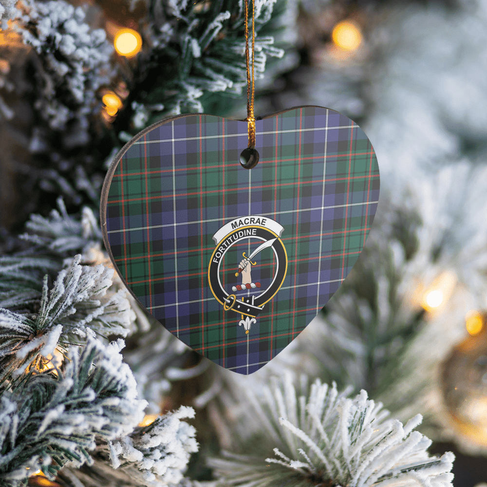 Clan MacRae Hunting Modern Tartan Crest Heart Ceramic Ornament VD28 MacRae Hunting Modern Tartan Tartan Christmas