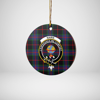 Clan Nairn Tartan Crest Round Ceramic Ornament