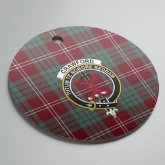 Clan Crawford Modern Tartan Crest Round Ceramic Ornament MC18 Crawford Modern Tartan Tartan Christmas