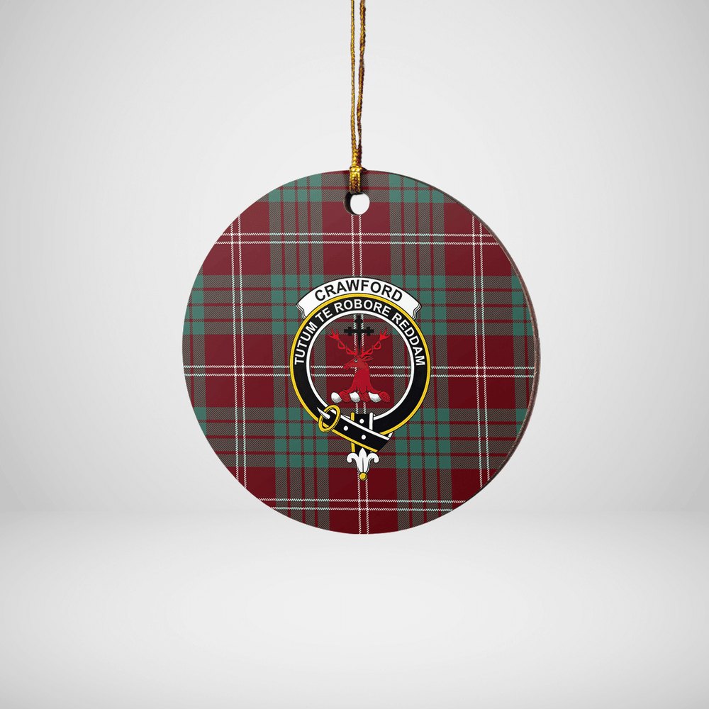 Clan Crawford Modern Tartan Crest Round Ceramic Ornament MC18 Crawford Modern Tartan Tartan Christmas