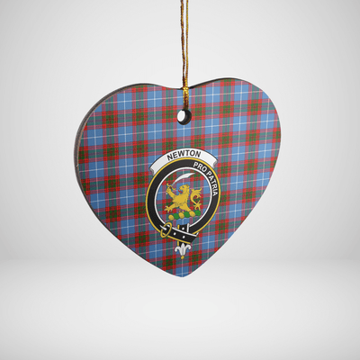 Clan Newton (Edingburg) Tartan Crest Heart Ceramic Ornament