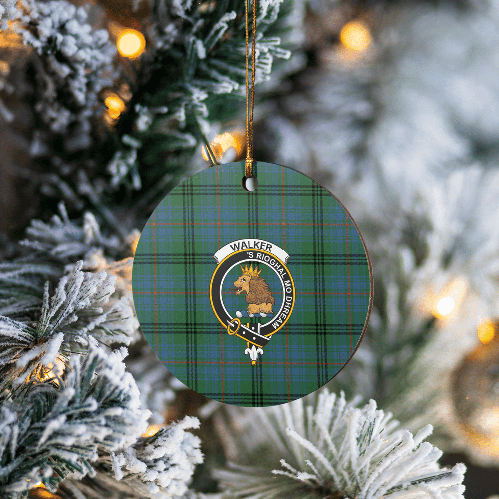 Clan Walker Hunting Ancient Tartan Crest Round Ceramic Ornament WD10 Walker Hunting Ancient Tartan Tartan Christmas