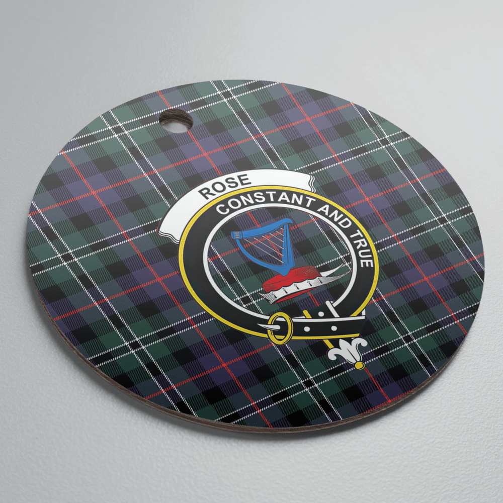 Clan Rose Hunting Modern Tartan Crest Round Ceramic Ornament MT27 Rose Hunting Modern Tartan Tartan Christmas