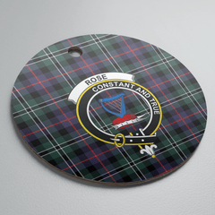Clan Rose Hunting Modern Tartan Crest Round Ceramic Ornament MT27 Rose Hunting Modern Tartan Tartan Christmas