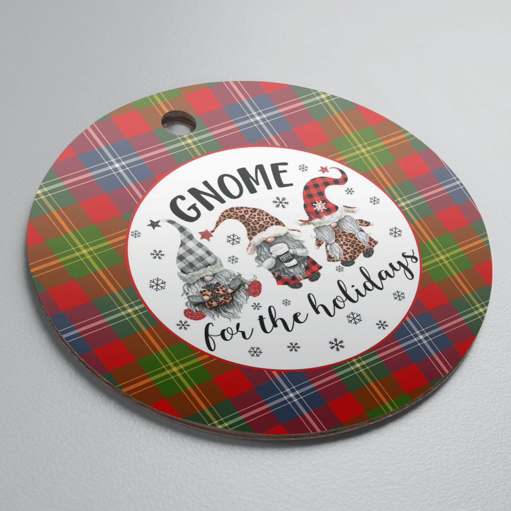 Clan Forrester Tartan Tartan Crest Gnome Round Ceramic Ornament KR57 Forrester Tartan Tartan Christmas