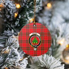 Clan Grant Weathered Tartan Crest Round Ceramic Ornament CW20 Grant Weathered Tartan Tartan Christmas