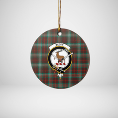 Clan Scott Brown Ancient Tartan Crest Round Ceramic Ornament MQ43 Scott Brown Ancient Tartan Tartan Christmas