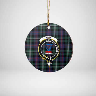 Clan Rose Hunting Modern Tartan Crest Round Ceramic Ornament