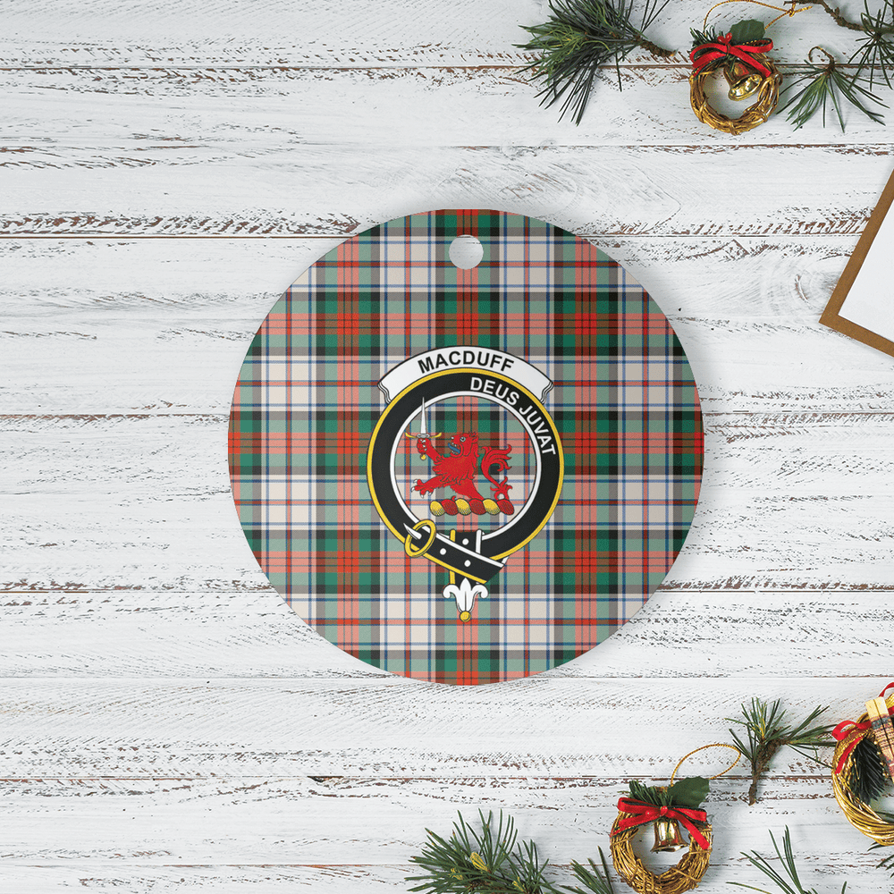 Clan MacDuff Dress Ancient Tartan Crest Round Ceramic Ornament WO41 MacDuff Dress Ancient Tartan Tartan Christmas