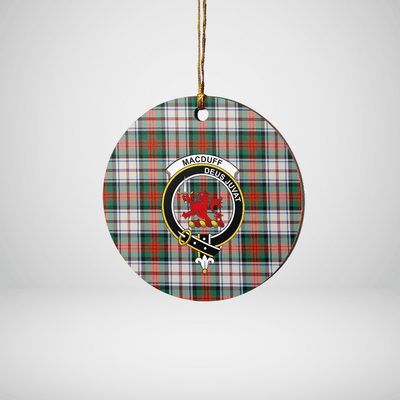 Clan MacDuff Dress Ancient Tartan Crest Round Ceramic Ornament