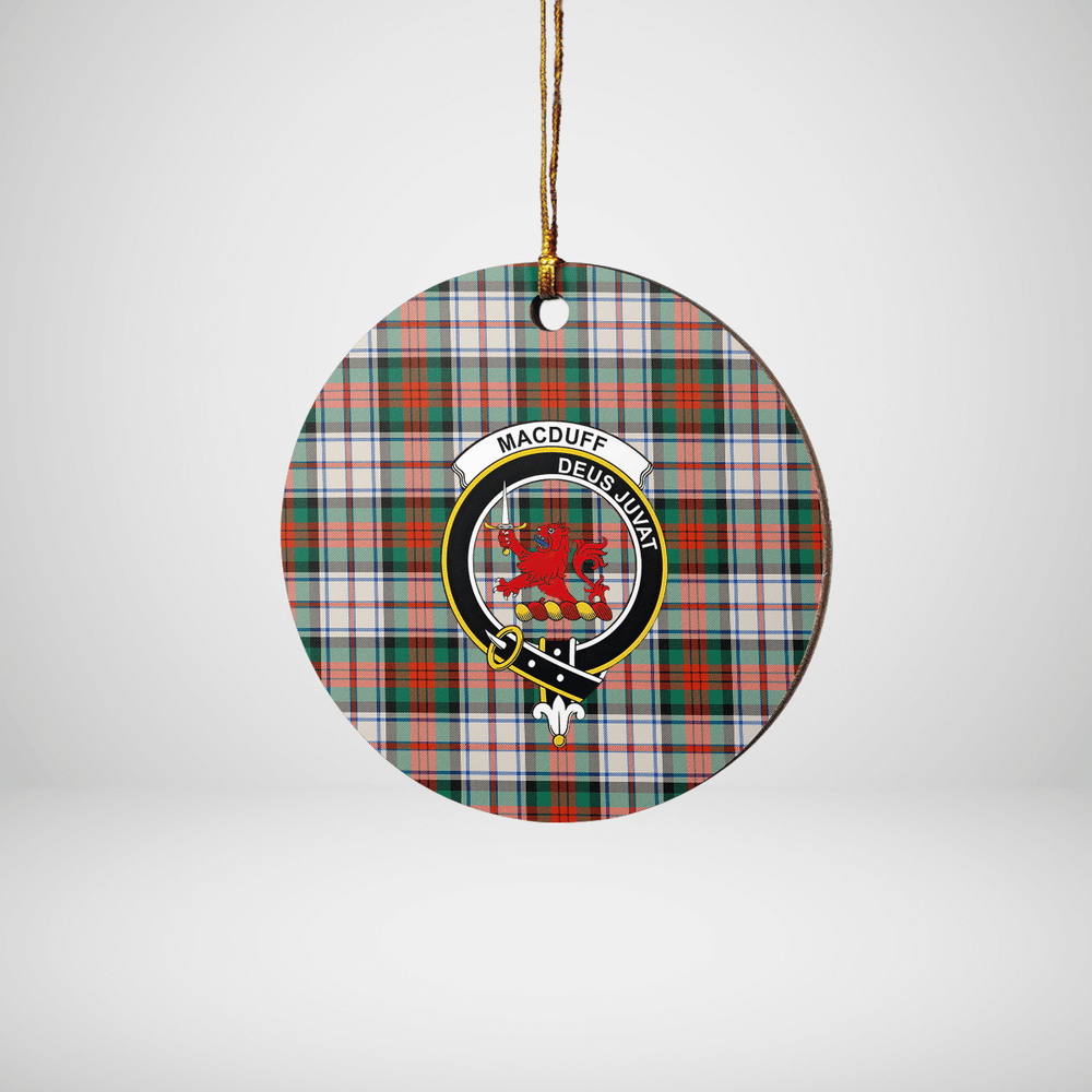 Clan MacDuff Dress Ancient Tartan Crest Round Ceramic Ornament WO41 MacDuff Dress Ancient Tartan Tartan Christmas