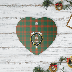 Clan Menzies Green Ancient Tartan Crest Heart Ceramic Ornament HE55 Menzies Green Ancient Tartan Tartan Christmas