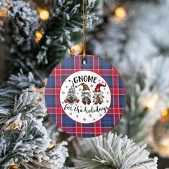 Clan Graham of Menteith Red Tartan Tartan Crest Gnome Round Ceramic Ornament RY28 Graham of Menteith Red Tartan Tartan Christmas