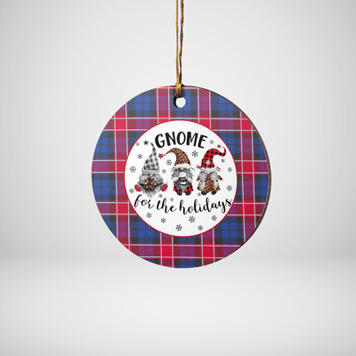 Clan Graham of Menteith Red Tartan Tartan Crest Gnome Round Ceramic Ornament