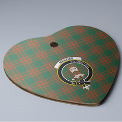 Clan Menzies Green Ancient Tartan Crest Heart Ceramic Ornament HE55 Menzies Green Ancient Tartan Tartan Christmas