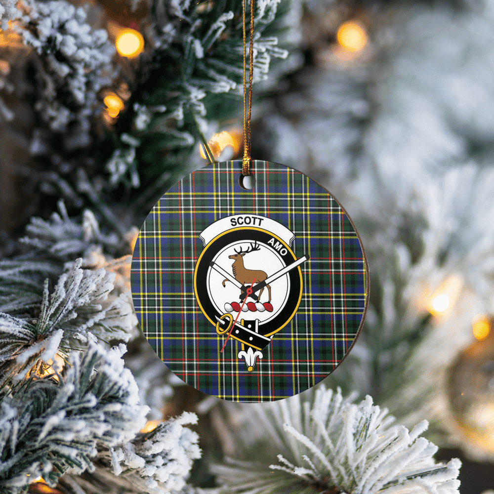 Clan Scott Green Modern Tartan Crest Round Ceramic Ornament XB18 Scott Green Modern Tartan Tartan Christmas