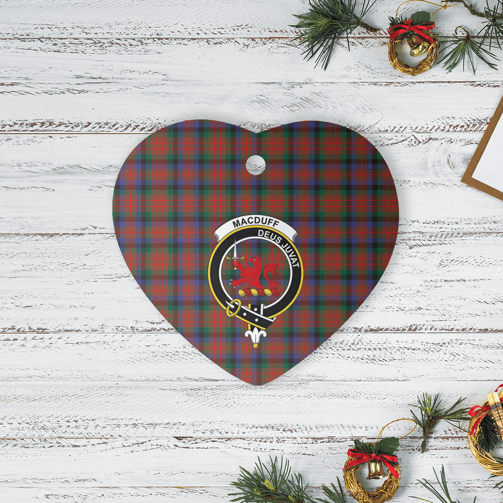 Clan MacDuff Hunting Modern Tartan Crest Heart Ceramic Ornament ZO48 MacDuff Hunting Modern Tartan Tartan Christmas