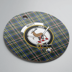Clan Scott Green Modern Tartan Crest Round Ceramic Ornament XB18 Scott Green Modern Tartan Tartan Christmas