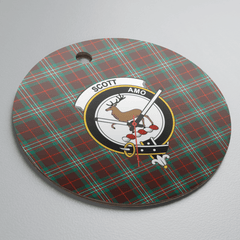 Clan Scott Brown Ancient Tartan Crest Round Ceramic Ornament MQ43 Scott Brown Ancient Tartan Tartan Christmas
