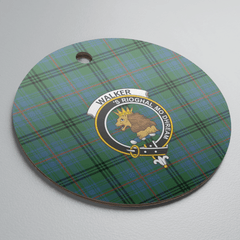 Clan Walker Hunting Ancient Tartan Crest Round Ceramic Ornament WD10 Walker Hunting Ancient Tartan Tartan Christmas