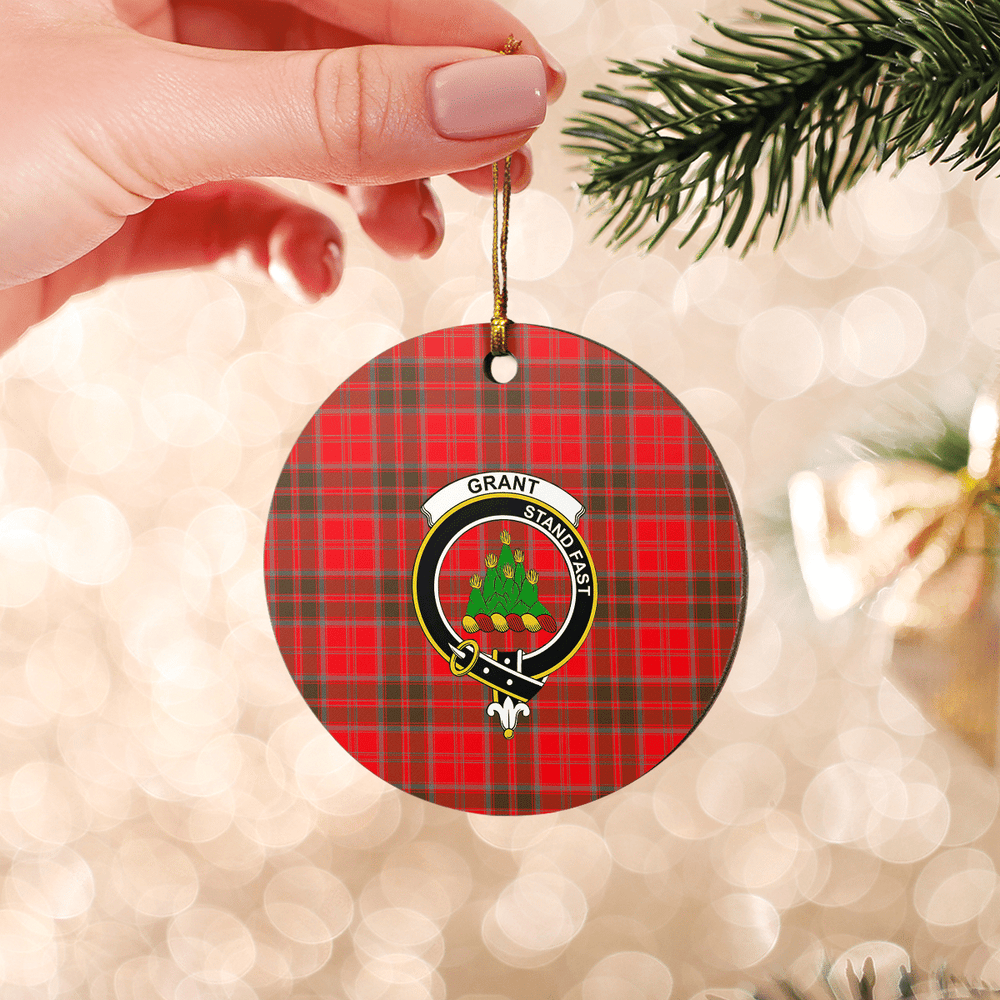 Clan Grant Weathered Tartan Crest Round Ceramic Ornament CW20 Grant Weathered Tartan Tartan Christmas