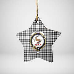 Clan Scott Black & White Modern Tartan Crest Star Ceramic Ornament OO44 Scott Black & White Modern Tartan Tartan Christmas