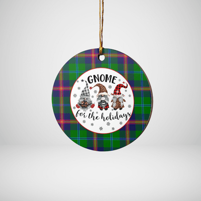 Clan Young Modern Tartan Tartan Crest Gnome Round Ceramic Ornament