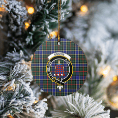 Clan Ogilvie Hunting Modern Tartan Crest Round Ceramic Ornament XH63 Ogilvie Hunting Modern Tartan Tartan Christmas