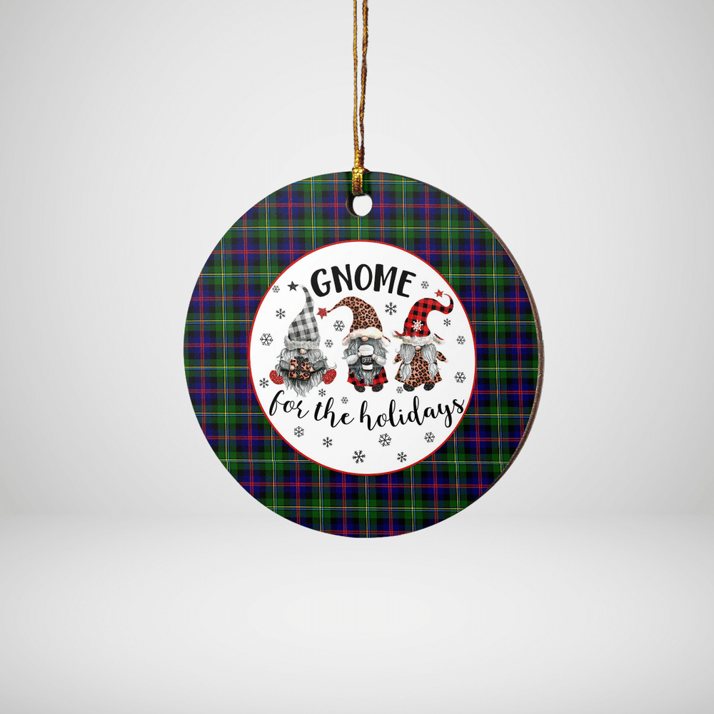 Clan Malcolm Modern Tartan Tartan Crest Gnome Round Ceramic Ornament EN18 Malcolm Modern Tartan Tartan Christmas