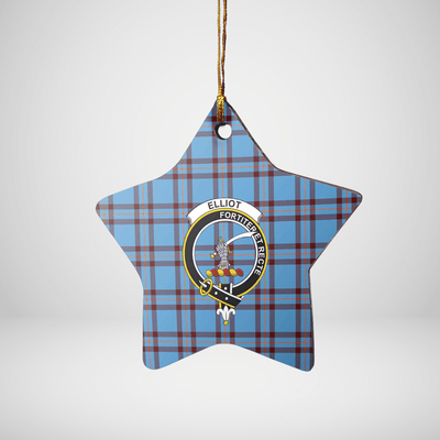 Clan Elliot Ancient Tartan Crest Star Ceramic Ornament