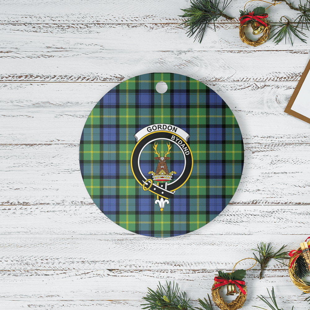 Clan Gordon Old Ancient Tartan Crest Round Ceramic Ornament IJ98 Gordon Old Ancient Tartan Tartan Christmas
