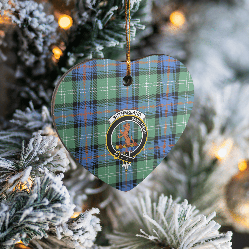 Clan Sutherland Old Ancient Tartan Crest Heart Ceramic Ornament CQ51 Sutherland Old Ancient Tartan Tartan Christmas