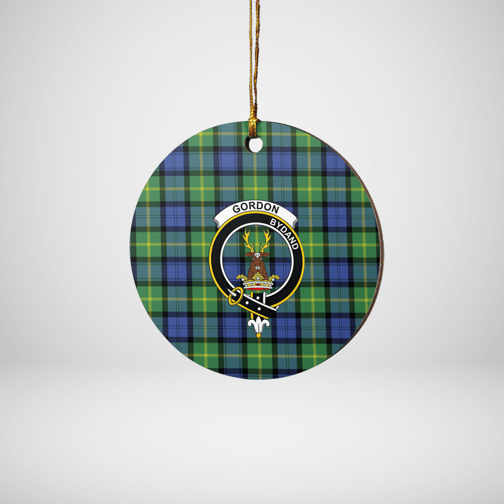 Clan Gordon Old Ancient Tartan Crest Round Ceramic Ornament IJ98 Gordon Old Ancient Tartan Tartan Christmas