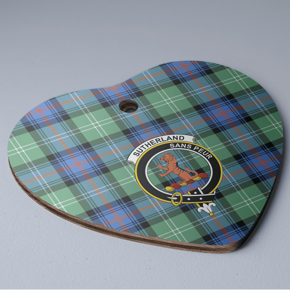 Clan Sutherland Old Ancient Tartan Crest Heart Ceramic Ornament CQ51 Sutherland Old Ancient Tartan Tartan Christmas