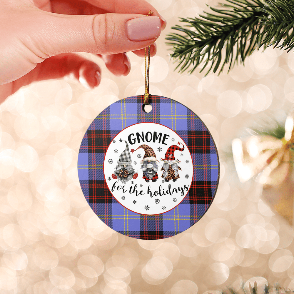 Clan Rutherford Tartan Tartan Crest Gnome Round Ceramic Ornament HH19 Rutherford Tartan Tartan Christmas