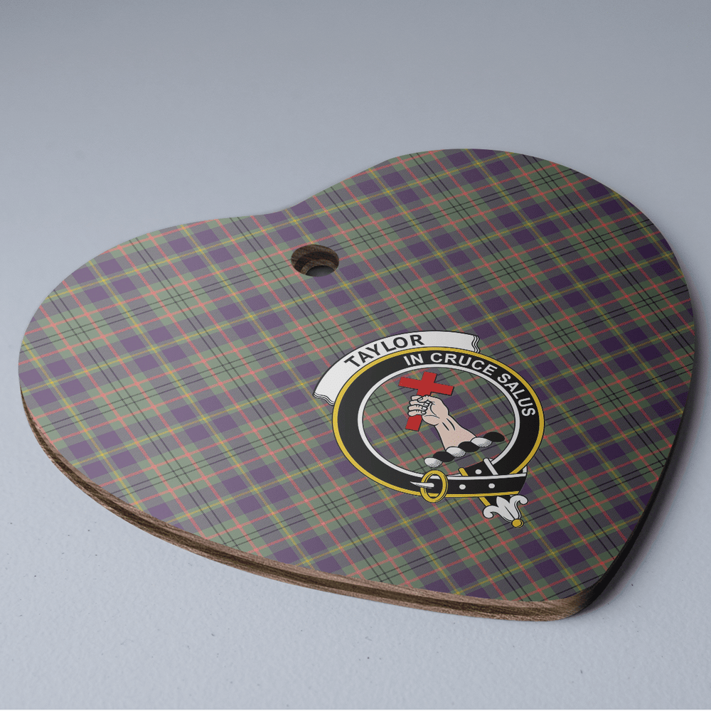 Clan Taylor Weathered Tartan Crest Heart Ceramic Ornament QD44 Taylor Weathered Tartan Tartan Christmas