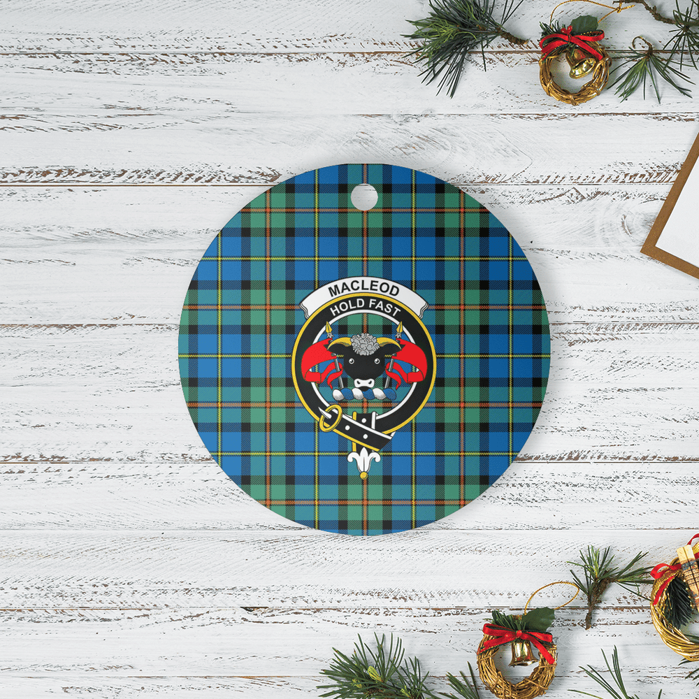 Clan MacLeod of Harris Ancient Tartan Crest Round Ceramic Ornament OT50 MacLeod of Harris Ancient Tartan Tartan Christmas