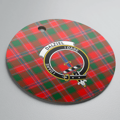 Clan Dalziel Modern Tartan Crest Round Ceramic Ornament SM26 Dalziel Modern Tartan Tartan Christmas