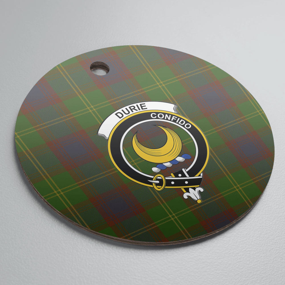 Clan Durie Tartan Crest Round Ceramic Ornament QT40 Durie Tartan Tartan Christmas